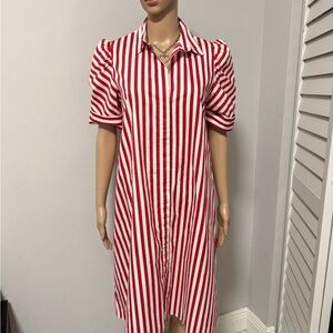 Red and White Striped Dress